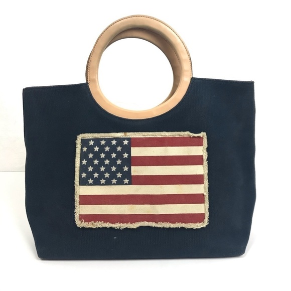 𝅺Amanda Smith Circle Handle American Flag Tote - Picture 1 of 15